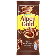 Шоколад "Алпен Голд" из Тёмного и Белого шоколада 85гр