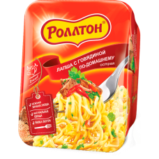 Лапша б/п "Роллтон" Говядина остр. По-Домашнему лоток 90гр